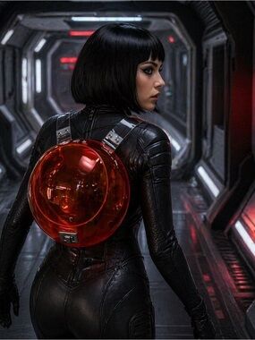 Ilanio Red Light Orbis Backpack Futuristic Future Acrylic Plastic Bubble Unisex